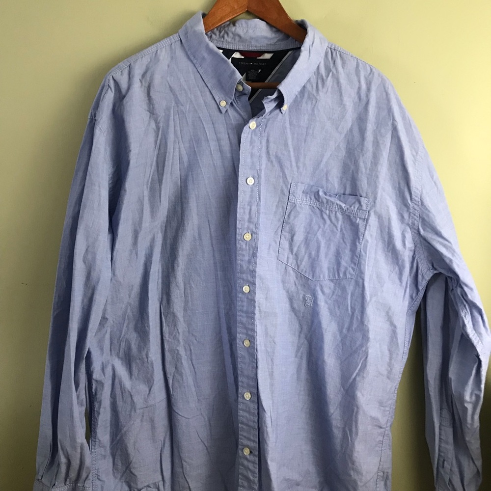 Tommy Hilfiger men's dress button down shirt blue